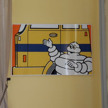 null MICHELIN
TWO PLAQUES in lithographed sheet metal. 
Height 73 cm; Width 120 ...