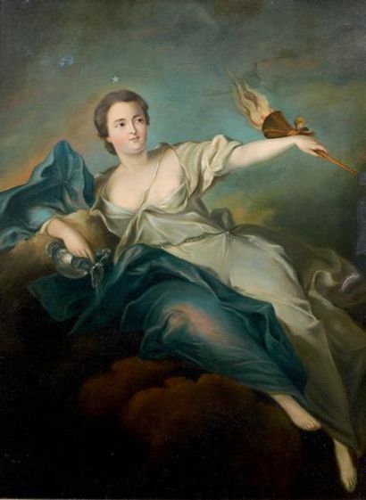 ÉCOLE FRANÇAISE, d'après Nattier Portrait de la marquise de La Tournelle en point...