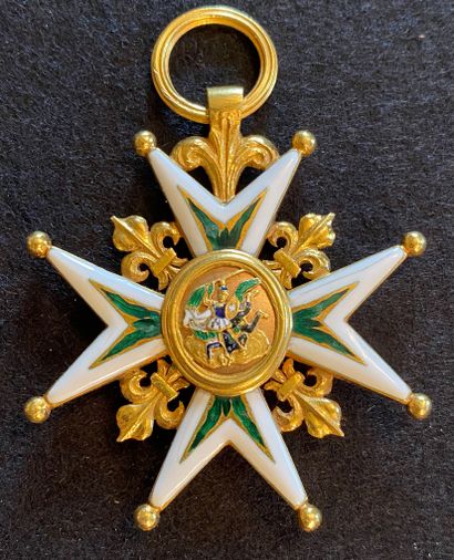 null Ordre de Saint-Michel, croix de chevalier en or à huit pointes pommetées, les...