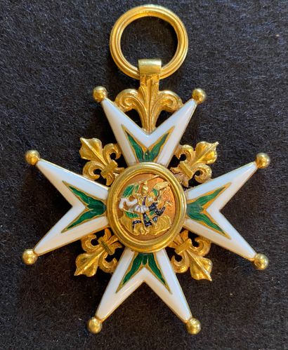 null Ordre de Saint-Michel, croix de chevalier en or à huit pointes pommetées, les...