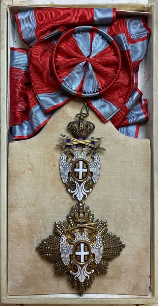null Serbie - Ordre de l'Aigle blanc, fondé en 1882, ensemble de Ire classe avec...