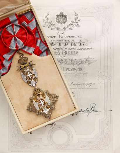 null Serbie - Ordre de l'Aigle blanc, fondé en 1882, ensemble de Ire classe avec...