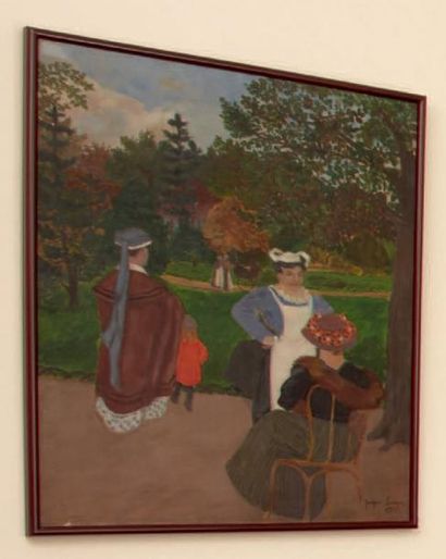 Jacques LEDERER (1894-1917) Au jardin public, les nounous, 1913 Huile sur toile,...