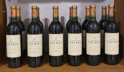12 bouteilles Château TALBOT, 4° cru Saint-Julien...