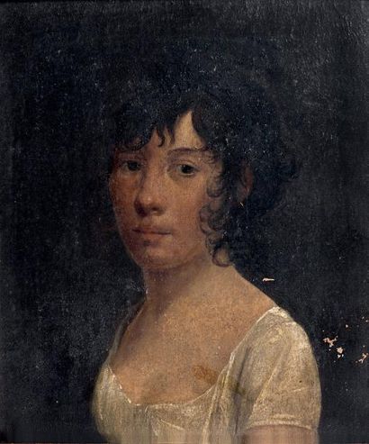 ÉCOLE FRANÇAISE du XIXe siècle Portrait de femme Huile sur carton. 24 x 20 cm