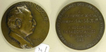 null MÉDAILLE D'HOMMAGE au profil à gauche de Joseph Sansboeuf (1848-1938) par Ringeld'Illzach,...