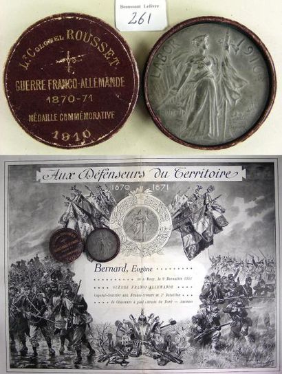 null "AUX DÉFENSEURS DU TERRITOIRE 1870-1871", médaille commémorative frappée en...