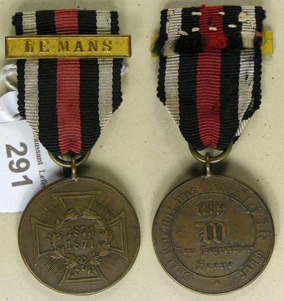 PRUSSE Médaille commémorative de la guerre de 1870-1871, pour combattant en bronze,...