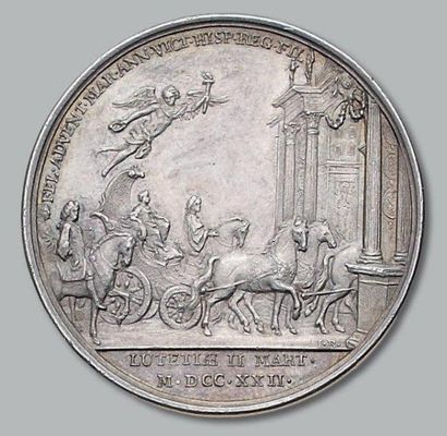 null Louis XV: 1722. Médaille en argent. J. Duvivier et J. le Blanc. Entrée de l'Infante...