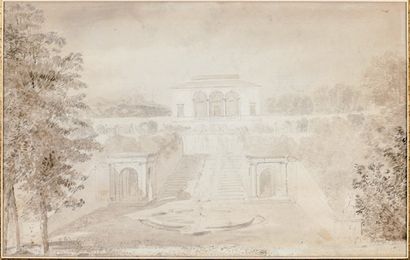 Pierre François Léonard FONTAINE (1762-1853) Le casino de Caprarola Pierre noire,...