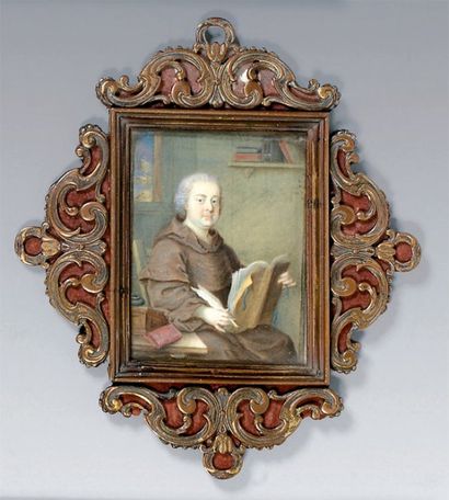 École FRANÇAISE du XVIIIe siècle Portrait de religieux Miniature sur ivoire. 9,7...