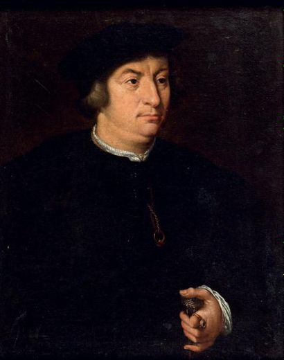 ÉCOLE FLAMANDE du XVIIe siècle Portrait présumé de Josephus Antonius Da Costa Huile...