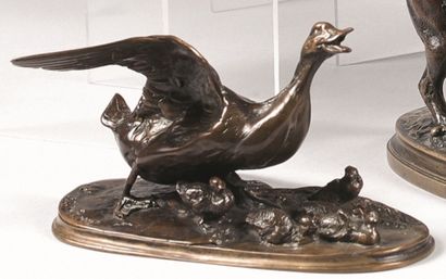 null Pierre-Jules MÈNE (Paris, 1810-1879)
Famille de canards
Statuette en bronze...