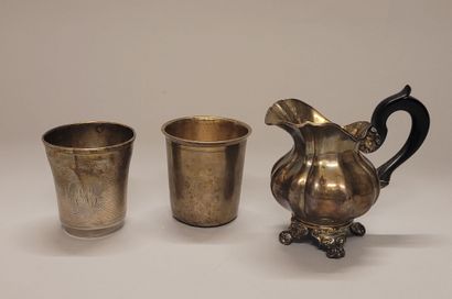 null SILVER SET INCLUDING 
Two silver kettledrums, one engraved with ivy friezes,...