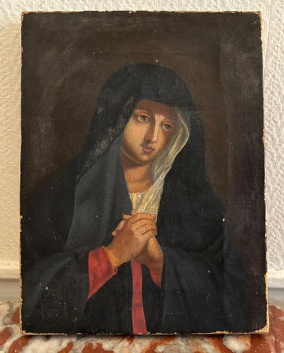 null 20th century FRENCH ECOLE
"Virgin in prayer
Oil on canvas.
20.5 x 15.5 cm