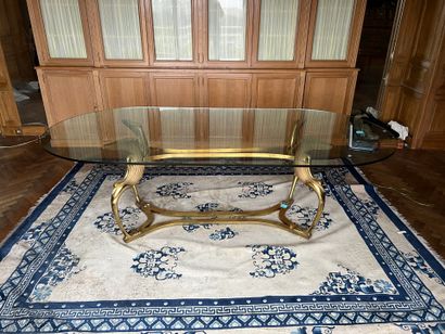 null DINING TABLE, gilded metal structure, glass top. 
Work circa 1970 - Probably...