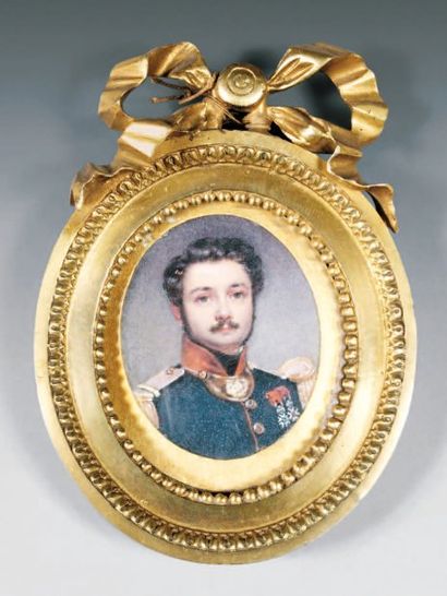 null Émile Trusac du Caudray en colonel d'infanterie, 1841, en buste de face Miniature...