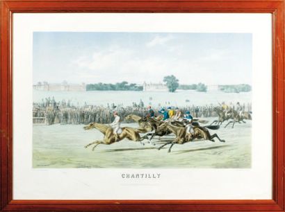 G. DAVID Chantilly, lithographie, 59 x 82 cm, épreuve coloriée, mouillure dans l'angle...