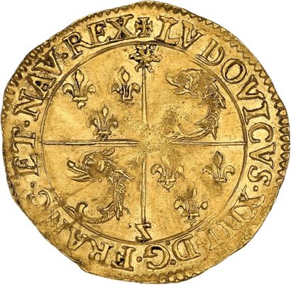 null LOUIS XIII
Gold half shield with Dauphiné sun. 1641. Grenoble. 1,69 g.
Quarterly...