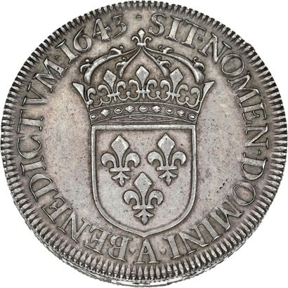 null LOUIS XIII
Piéfort of the 60 sols shield, 2nd Warin hallmark. 1643. Paris. Edge...