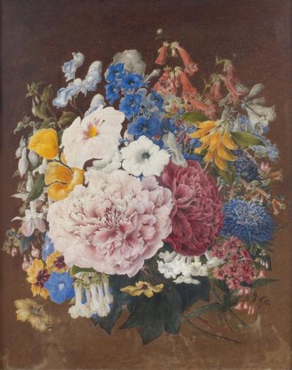 Louis VIDAL (né vers 1754) Bouquet de fleurs Aquarelle sur vélin, signée et datée...