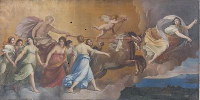 École FRANÇAISE du XVIIIe siècle Apollon guidant le char du Soleil, entouré des Heures...