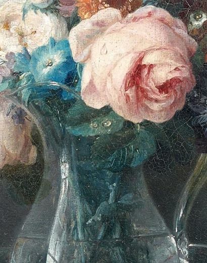 Anne VALLAYER-COSTER (Paris 1744 - Paris 1818) Bouquet de fleurs dans un vase de...