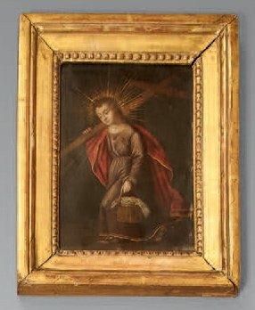 École Flamande du XVIIe siècle Jesus portant la Croix et les instruments de la Passion...