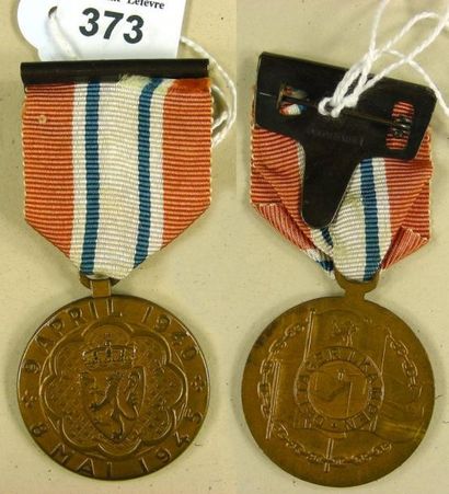 NORVÈGE Médaille de la Participation 1940-1945, 1er type en bronze par Torstrup,...