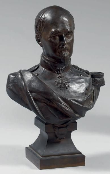 Charles GAUTHIER Buste présumé du Général d'Artillerie Trochu Épreuve en bronze,...