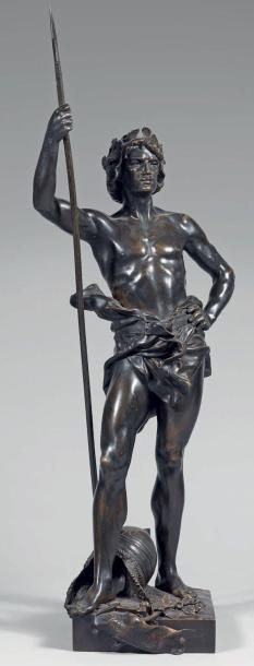 Henri Honoré Plé (1853-1922) Triumphator Grande statuette en bronze à patine brune...