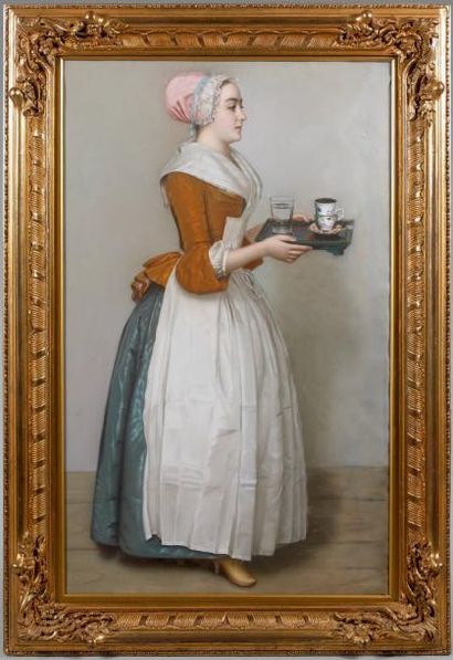 ÉCOLE du XIXe siècle, d'après Jean-Étienne LIOTARD La belle chocolatière Pastel....