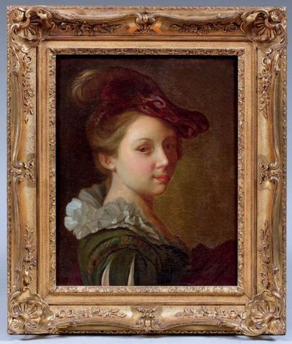 Attribué à Alexis GRIMOU (1633/40-1680) Portrait de jeune femme Huile sur toile,...