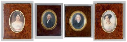 Victorine CLERGEAU-LACROIX (1797-1841) Lot de quatre miniatures: Portrait de Jean...