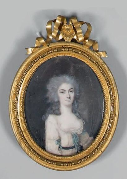 École FRANÇAISE de la fin du XVIIIe siècle Portrait d'Anne-Marie Sabine Mayeuvre...