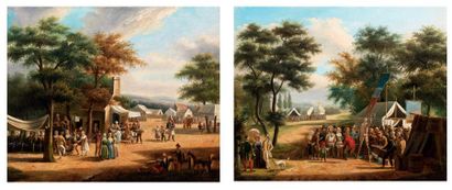 Jean-François DEMAY (1798-1850) Kermesse, 184? - Le bal populaire, 1842 Deux huiles...