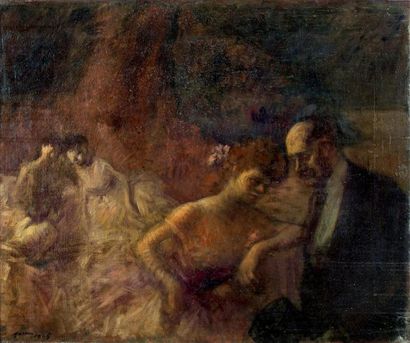 Jean-Louis FORAIN (1852-1931) Danseuses et abonnés, 1905 Huile sur toile, signée...