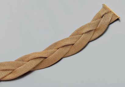 null Bracelet ruban tressé souple en or jaune. Longueur: 18,5 cm Poids: 42 g