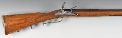 AUTRICHE - HONGRIE - ALLEMAGNE Belle carabine de chasse à silex de "D.Fecht", à système,...