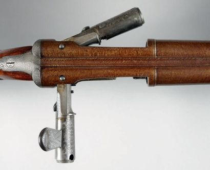 Angleterre Beau et intéressant fusil de chasse double à verrou, à percussion centrale,...
