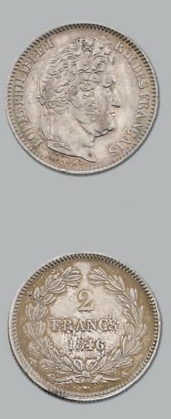  2 Francs. 1846. Paris. Joint Franc, 1846 Paris. G. 520 et 453. Les 2 monnaies. TTB...