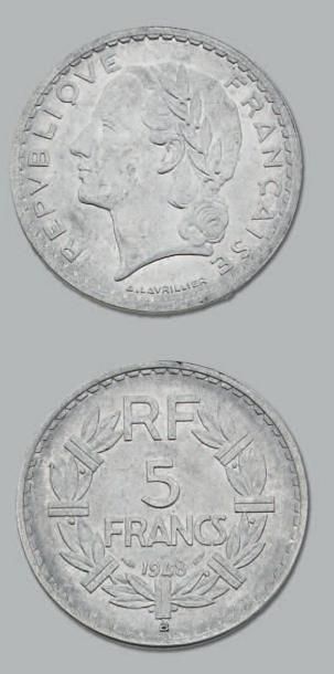 null 5 Francs. Lavrillier. 1948B. Aluminium. G. 766a. Superbe.