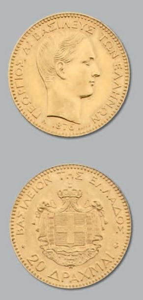 GRÈCE 20 Drachmes, 1876. HONGRIE: Ducat, 1848 et 10 Couronnes, 1908. Les 3 monnaies....