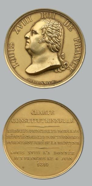 Louis XVIII, 1814. Boîte médaille contenant...