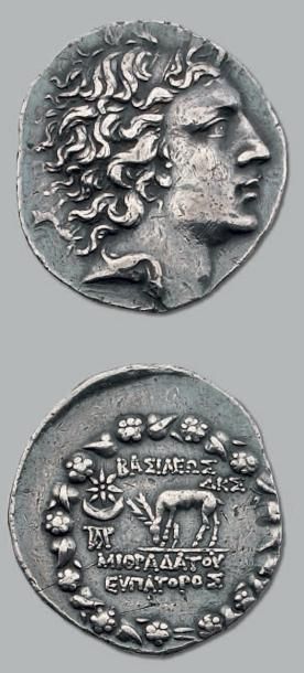 Tétradrachme. 16,55 g. Tête de Mithridate...