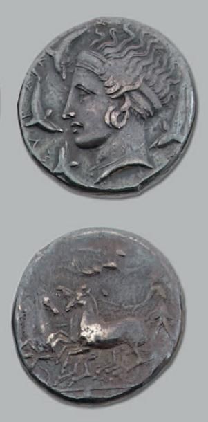 null Tétradrachme. 17,06 g. Attribué à Eukleidas. Règne de Dionysos (399-387 av....