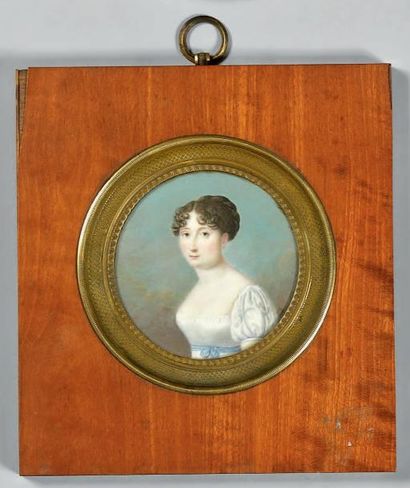 École FRANÇAISE du début du XIXe siècle Portrait d'Etiennette d'Aligre (1790-1866),...