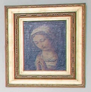 École Française du XIXe siècle Vierge priant Huile sur toile. 19,5 x 22,5 cm