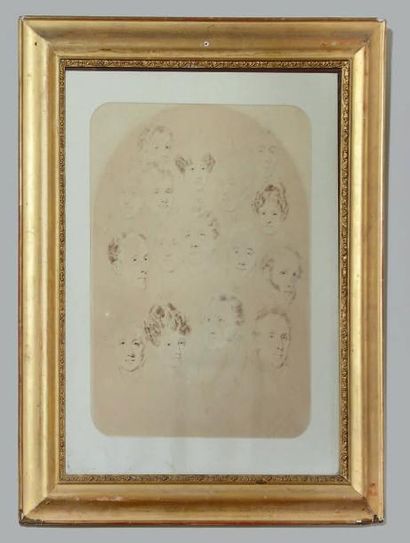 Henri-Joseph HESSE (1781-1849) Portraits groupés des familiers de la famille de Pomereu...