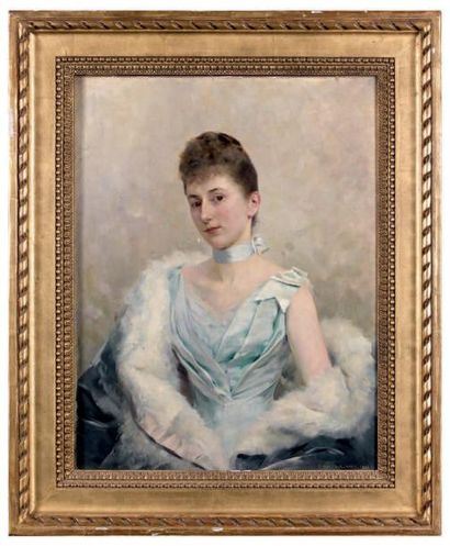 Rudolf VACHA (1860 -1939) Portrait de femme Huile sur toile signée et datée 1891...